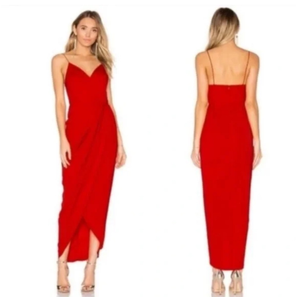 Red Shona Joy Cocktail Draped Dress sz 4